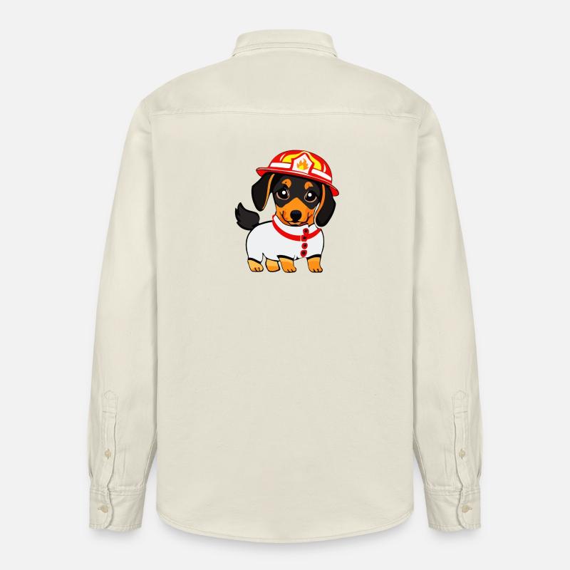 Dachshund en tant que pompier - Chemise unisexe coupe décontractée bio Stanley/Stella - écru doux