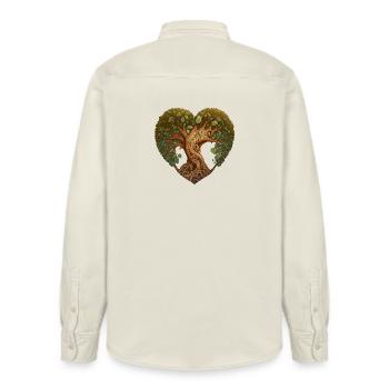 Arbre en forme de cœur, arbre de cœur, cœur de nature - Chemise unisexe coupe décontractée bio Stanley/Stella - écru doux - Dos - AI Model Male 178 light (178cm)
