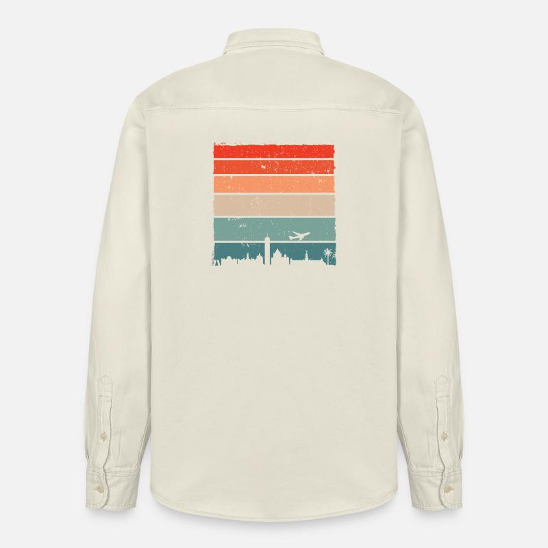 Sonnenuntergang Skyline Vogel Silhouette - Relaxed Fit Unisex Organic Hemd von Stanley/Stella - Natur