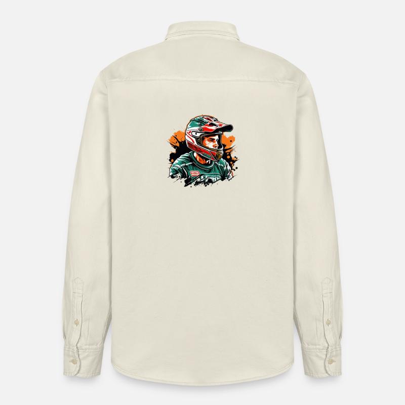 Rennfahrer Farbexplosion - Relaxed Fit Unisex Organic Hemd von Stanley/Stella - Natur