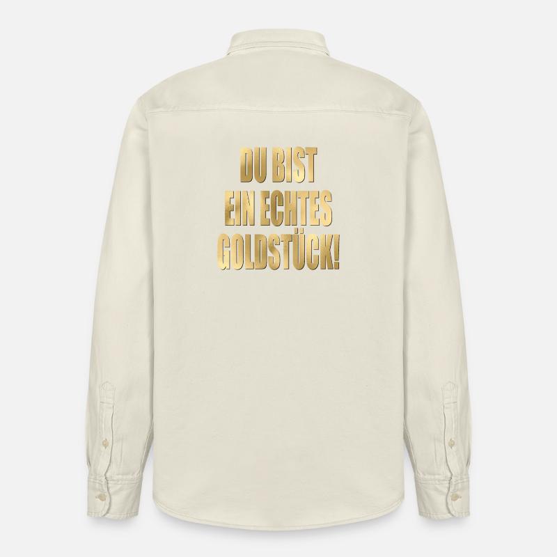 DANKESCHÖN GESCHENKE - KOMPLIMENTE GOLDSTÜCK - Relaxed Fit Unisex Organic Hemd von Stanley/Stella - Natur