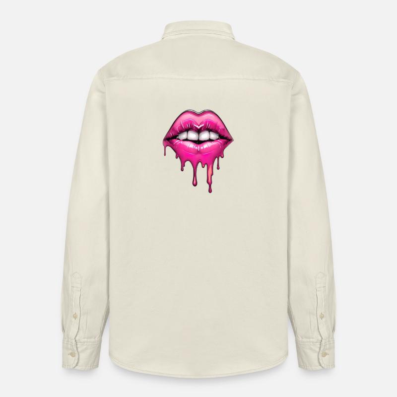 Lips - Relaxed Fit Unisex Organic Shirt by Stanley/Stella - soft Ecru