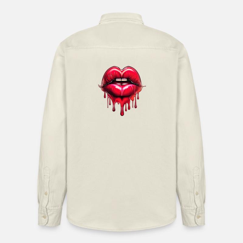 Lips - Relaxed Fit Unisex Organic Shirt by Stanley/Stella - soft Ecru