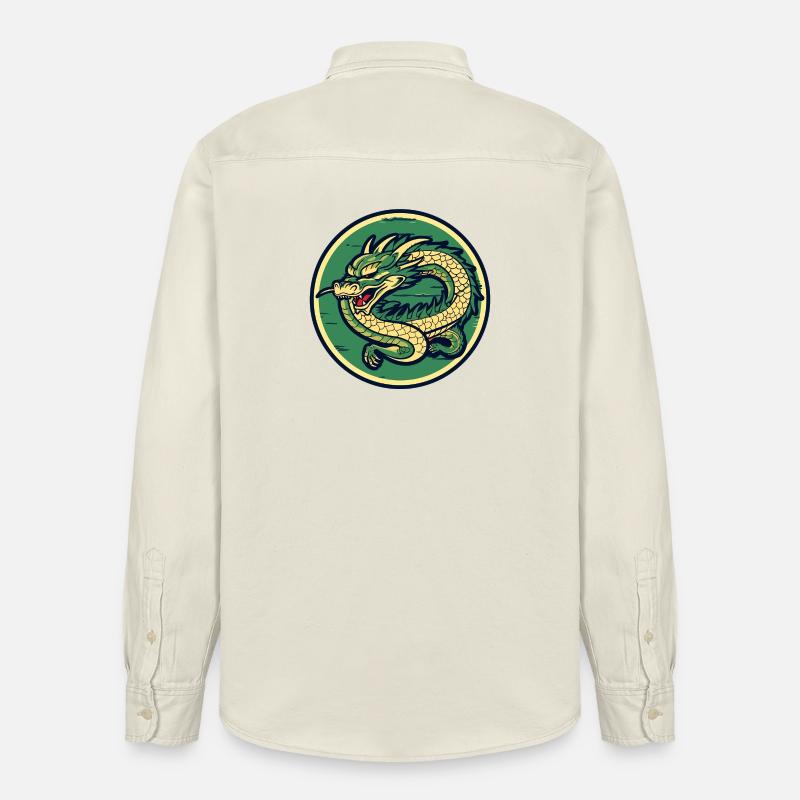 Dragon Crest Circle Patch - Relaxed Fit Unisex Organic Hemd von Stanley/Stella - Natur