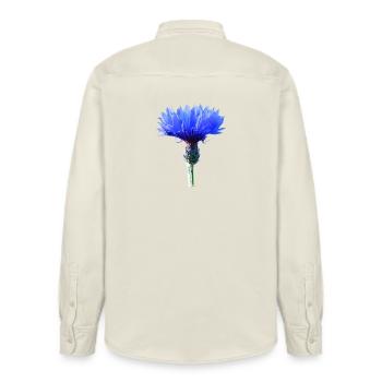 Cornflower - Relaxed Fit Unisex Organic Shirt by Stanley/Stella - soft Ecru - Back - AI Model Male 178 light (178cm)