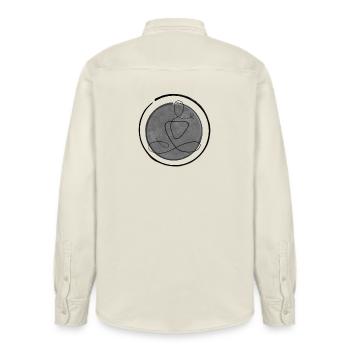 Zen Yoga Line Art Meditation Minimal - Relaxed Fit Unisex Organic Hemd von Stanley/Stella - Natur - Hinten - AI Model Male 178 light (178cm)