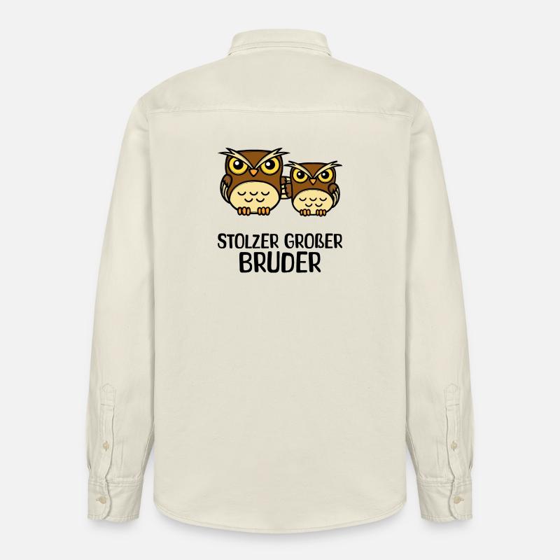 Großer Bruder Statement Eule Geschwisterliebe - Relaxed Fit Unisex Organic Hemd von Stanley/Stella - Natur