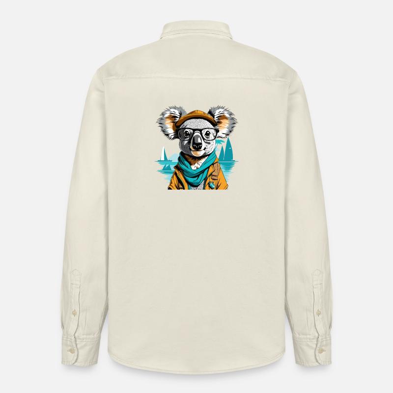 Expédition koala en bord de mer - illustration - Chemise unisexe coupe décontractée bio Stanley/Stella - écru doux