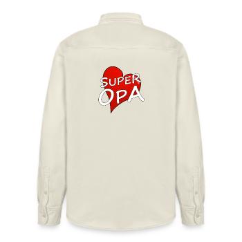 SUPER OPA - Relaxed Fit Unisex Organic Hemd von Stanley/Stella - Natur - Hinten - AI Model Male 178 light (178cm)