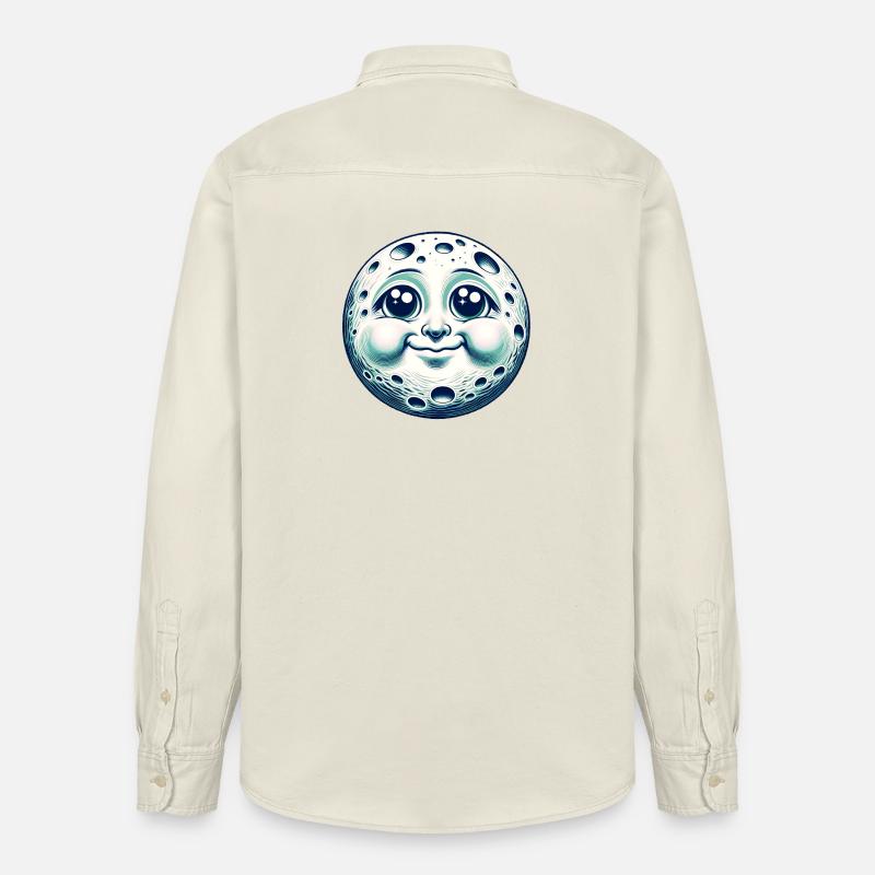 Drôle de lune avec visage - Chemise unisexe coupe décontractée bio Stanley/Stella - écru doux