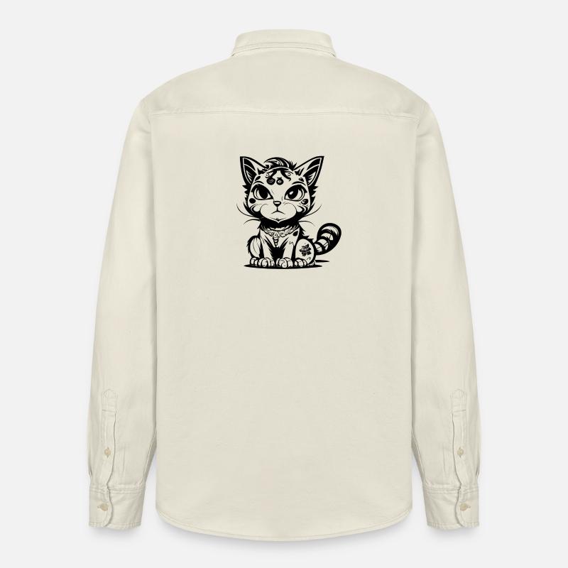 Mignon assis Manga Comic Cat - Chemise unisexe coupe décontractée bio Stanley/Stella - écru doux
