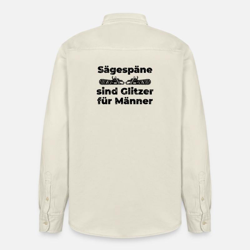 Scie bûcheron sciure déclaration boiseries - Chemise unisexe coupe décontractée bio Stanley/Stella - écru doux