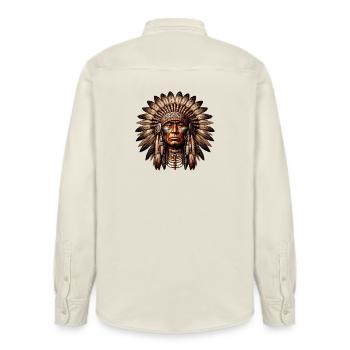 American Indian American Red Skin - Relaxed Fit Unisex Organic Shirt by Stanley/Stella - soft Ecru - Back - AI Model Male 178 light (178cm)