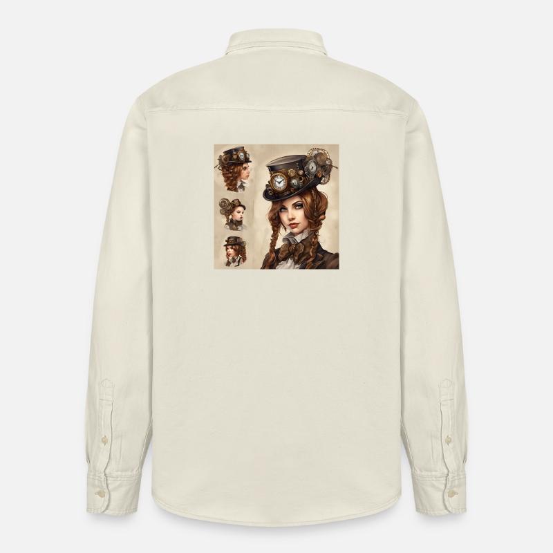 Schönes Mädchen im Steampunk-Stil - Relaxed Fit Unisex Organic Hemd von Stanley/Stella - Natur