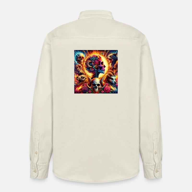 Lebendige Blumenschädel & Chlorole - Relaxed Fit Unisex Organic Hemd von Stanley/Stella - Natur