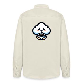 Koffein-Cumulus: Die fröhliche Wolke - Relaxed Fit Unisex Organic Hemd von Stanley/Stella - Natur - Hinten - AI Model Male 178 light (178cm)
