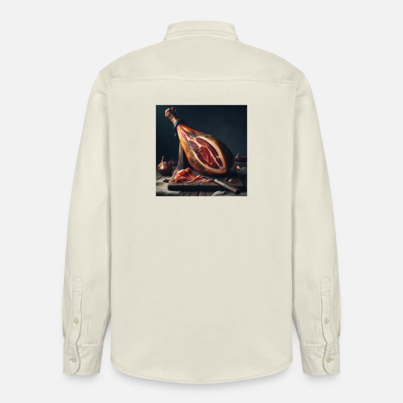 Cuisse de jambon serrano - Chemise unisexe coupe décontractée bio Stanley/Stella - écru doux