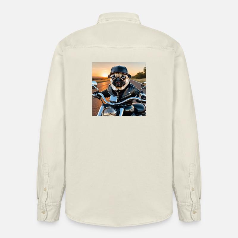 Hunde-Biker im Lederjacke Stil - Relaxed Fit Unisex Organic Hemd von Stanley/Stella - Natur