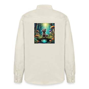 Raccoon in the enchanted forest - Relaxed Fit Unisex Organic Shirt by Stanley/Stella - soft Ecru - Back - AI Model Male 178 light (178cm)