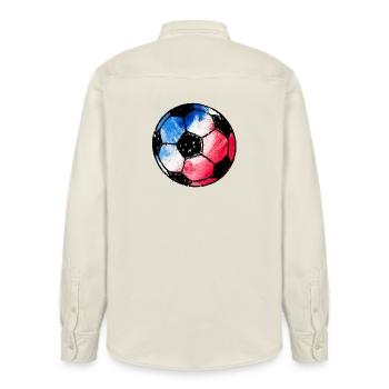 Football France - bleu blanc rouge - Chemise unisexe coupe décontractée bio Stanley/Stella - écru doux - Dos - AI Model Male 178 light (178cm)