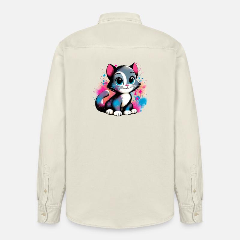 Chat - Chemise unisexe coupe décontractée bio Stanley/Stella - écru doux