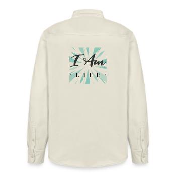 Ich bin das Leben - Relaxed Fit Unisex Organic Hemd von Stanley/Stella - Natur - Hinten - AI Model Male 178 light (178cm)