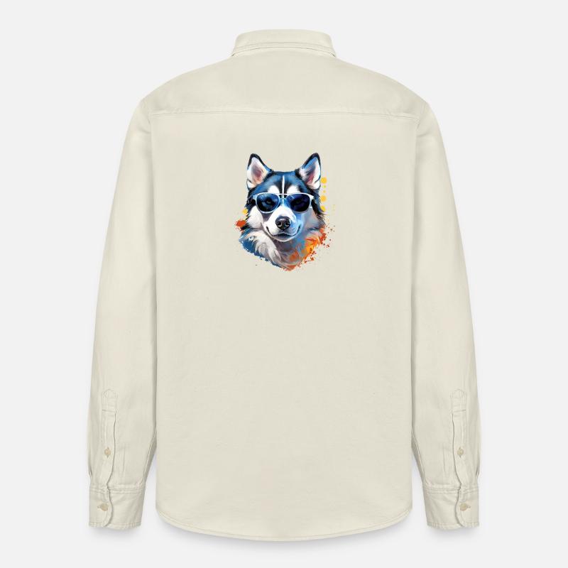 Husky mit Sonnenbrille - Relaxed Fit Unisex Organic Hemd von Stanley/Stella - Natur