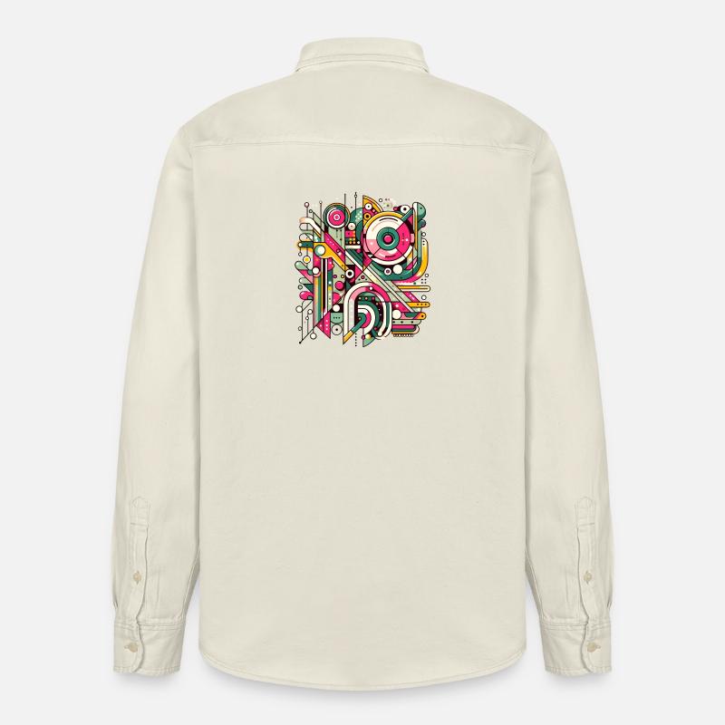 Neon Geometry — Hypergrid - Relaxed Fit Unisex Organic Hemd von Stanley/Stella - Natur