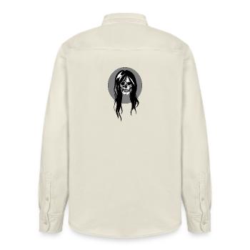 tête de mort féminine - Chemise unisexe coupe décontractée bio Stanley/Stella - écru doux - Dos - AI Model Male 178 light (178cm)