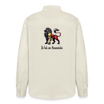Maasmechelen lion flag design - Relaxed Fit Unisex Organic Shirt by Stanley/Stella - soft Ecru - Back - AI Model Male 178 light (178cm)