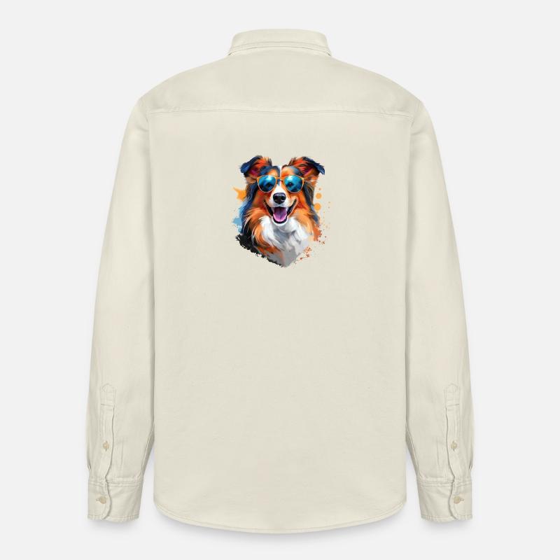 Sheltie avec lunettes de soleil - Chemise unisexe coupe décontractée bio Stanley/Stella - écru doux