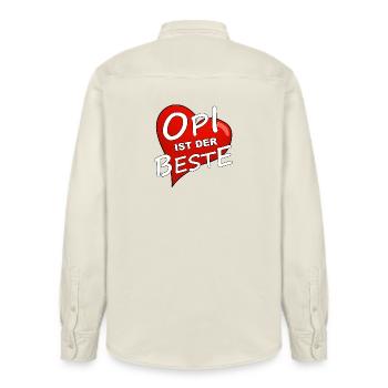 OPI IST DER BESTE - Relaxed Fit Unisex Organic Hemd von Stanley/Stella - Natur - Hinten - AI Model Male 178 light (178cm)