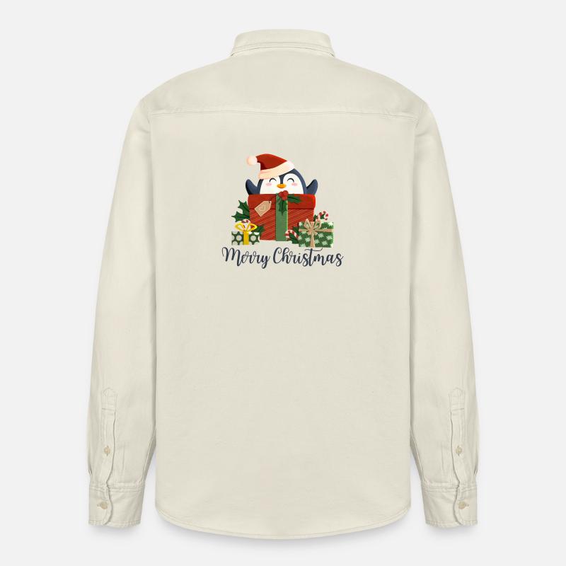 Joyeux Noël - Pingouin de Noël - Chemise unisexe coupe décontractée bio Stanley/Stella - écru doux