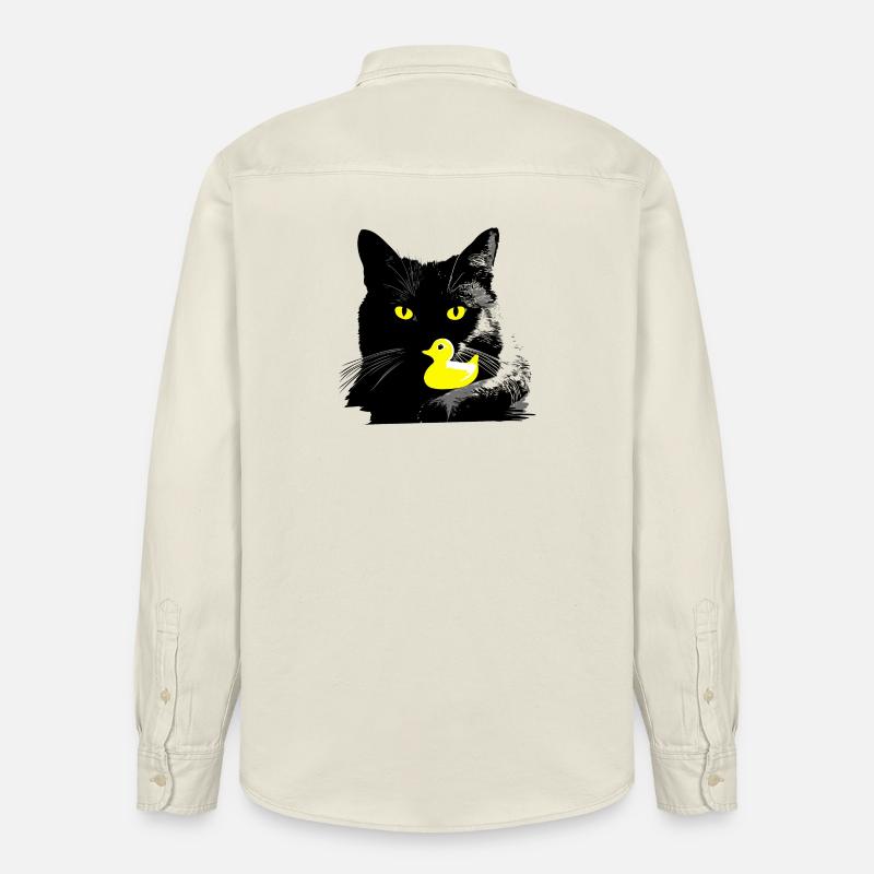 Chat noir avec canard couinant - Chemise unisexe coupe décontractée bio Stanley/Stella - écru doux