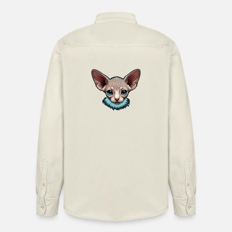 Kitty Sphynx aux yeux bleus - Chemise unisexe coupe décontractée bio Stanley/Stella - écru doux