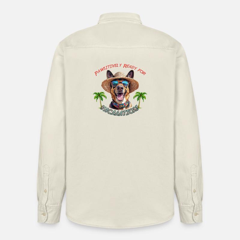 Schäferhund im Sommerlook: Pawsitively Ready - Relaxed Fit Unisex Organic Hemd von Stanley/Stella - Natur