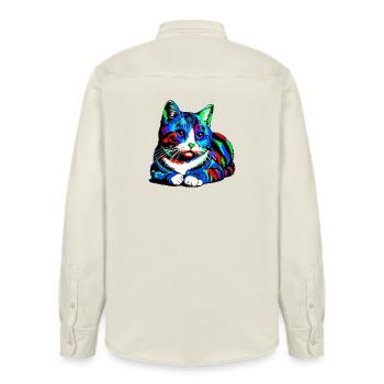 Chat - Chemise unisexe coupe décontractée bio Stanley/Stella - écru doux - Dos - AI Model Male 178 light (178cm)