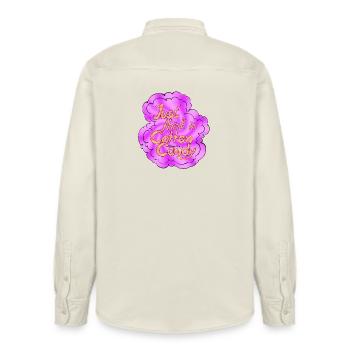 Cotton Candy Thinking Extra Shine - Relaxed Fit Unisex Organic Hemd von Stanley/Stella - Natur - Hinten - AI Model Male 178 light (178cm)