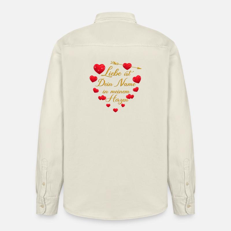 Romantisches Herz-Design - Liebe ist dein Name - Relaxed Fit Unisex Organic Hemd von Stanley/Stella - Natur