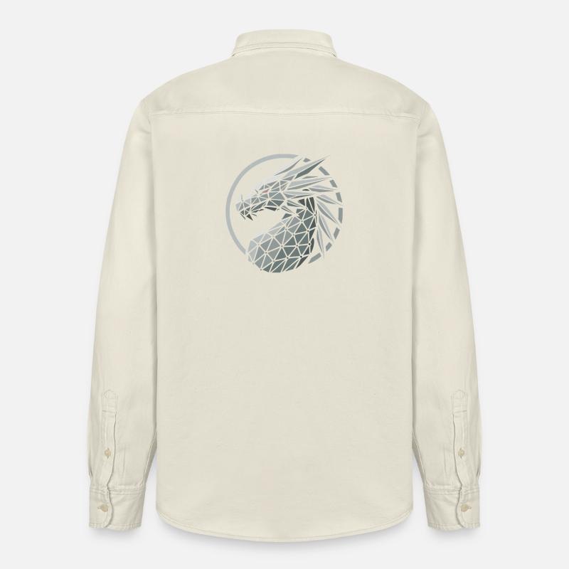 Blaue Polygone Drachenkopf - Relaxed Fit Unisex Organic Hemd von Stanley/Stella - Natur