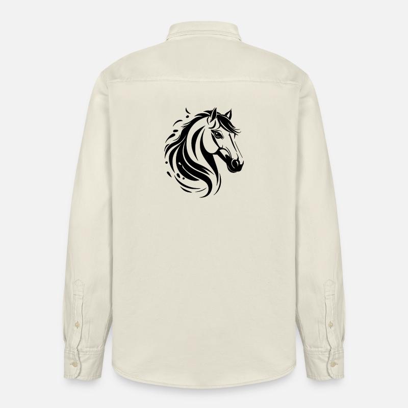 Motif cheval élégant en noir - Chemise unisexe coupe décontractée bio Stanley/Stella - écru doux