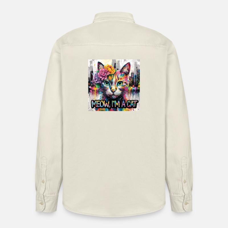 Kunstvolle Katze Version 2 - Relaxed Fit Unisex Organic Hemd von Stanley/Stella - Natur