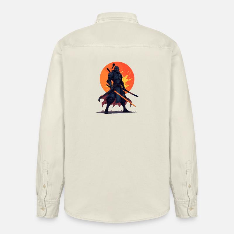 Dunkler Ninja-Krieger mit feuriger Klinge - Relaxed Fit Unisex Organic Hemd von Stanley/Stella - Natur