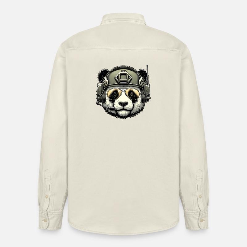 Panda Militär Armee Design - Relaxed Fit Unisex Organic Hemd von Stanley/Stella - Natur