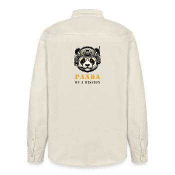 Panda in Mission / Military - Relaxed Fit Unisex Organic Shirt by Stanley/Stella - soft Ecru - Back - AI Model Male 178 light (178cm)