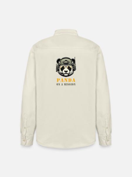 Panda in Mission / Military - Relaxed Fit Unisex Organic Shirt by Stanley/Stella - soft Ecru