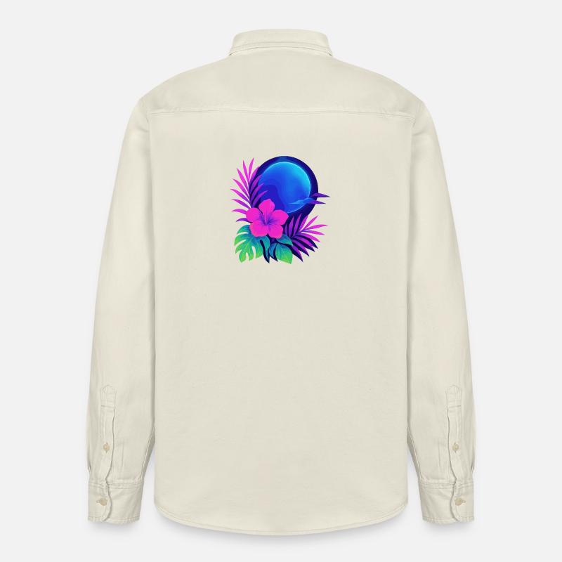 Neon Tropic Moon - Relaxed Fit Unisex Organic Shirt by Stanley/Stella - soft Ecru