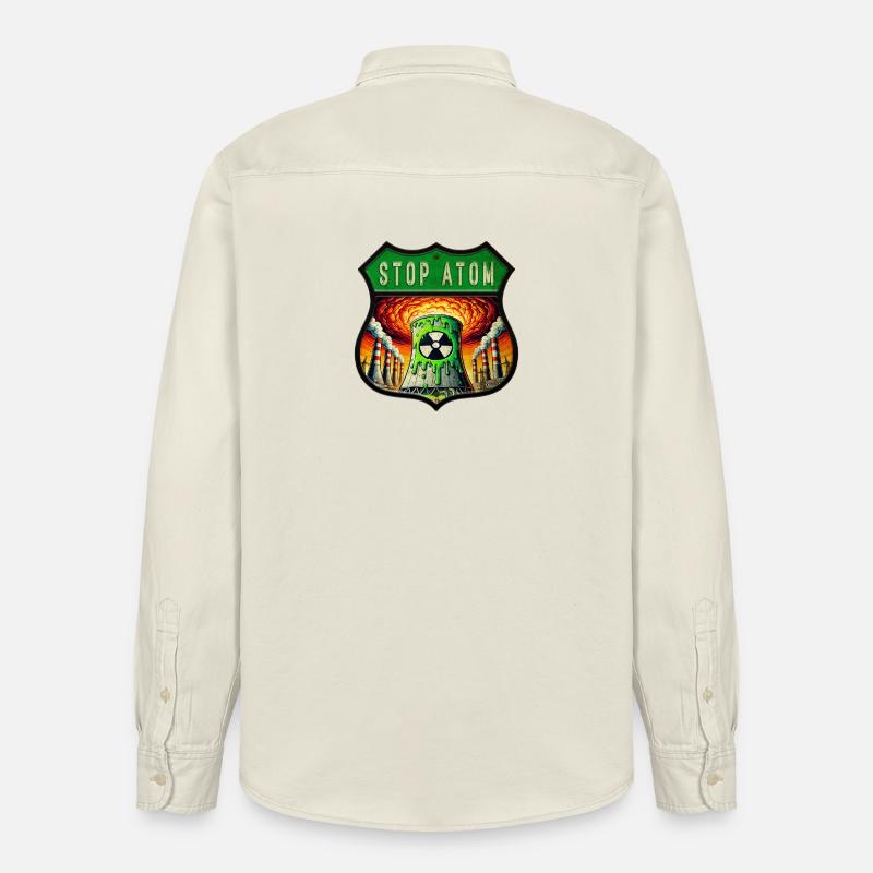 Stop Atom Wappen Design - Relaxed Fit Unisex Organic Hemd von Stanley/Stella - Natur