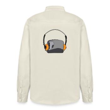 Cool Portable Cassette Audio Player - Relaxed Fit Unisex Organic Shirt by Stanley/Stella - soft Ecru - Back - AI Model Male 178 light (178cm)