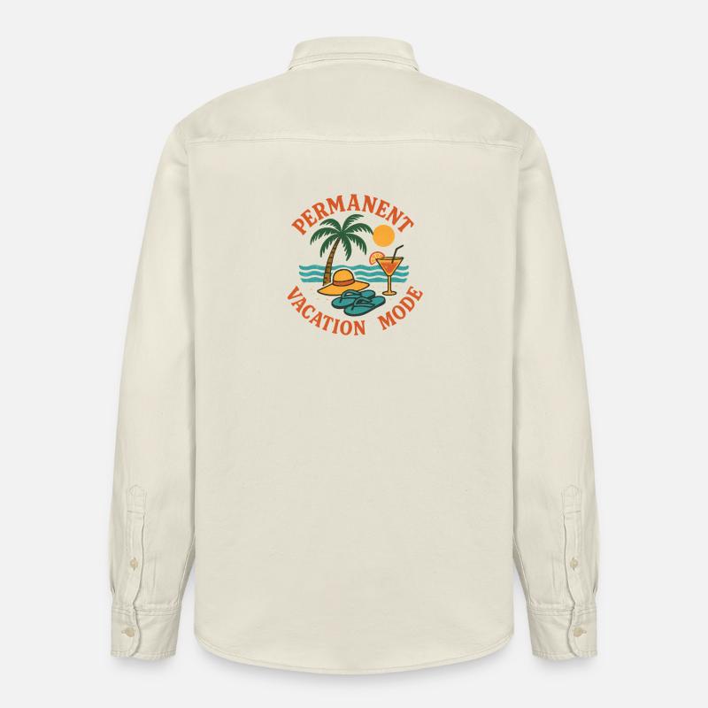 Permanent Vacation Mode rétro - Chemise unisexe coupe décontractée bio Stanley/Stella - écru doux